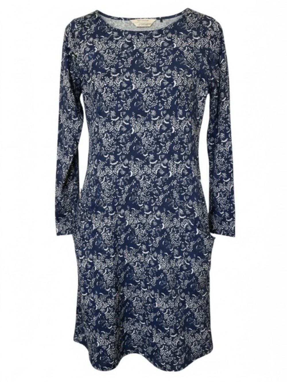 Skunkfunk Madge Sustainable Blue Floral Long Sleeve Dress Lyocell Viscose Blend